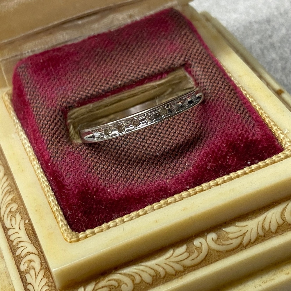 10K White Gold Round Diamond Wedding Anniversary Stackable Band Ring‎ Size 7 - Picture 2 of 10